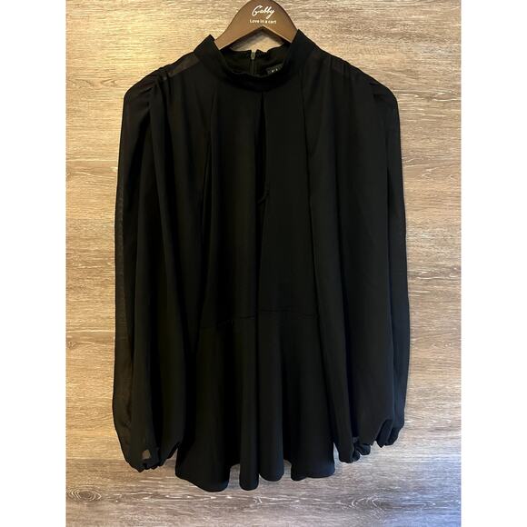 Eloquii blouse Black Plus Size 18 Flare Sleeves NEW Elegant Party Strechy - Picture 1 of 10